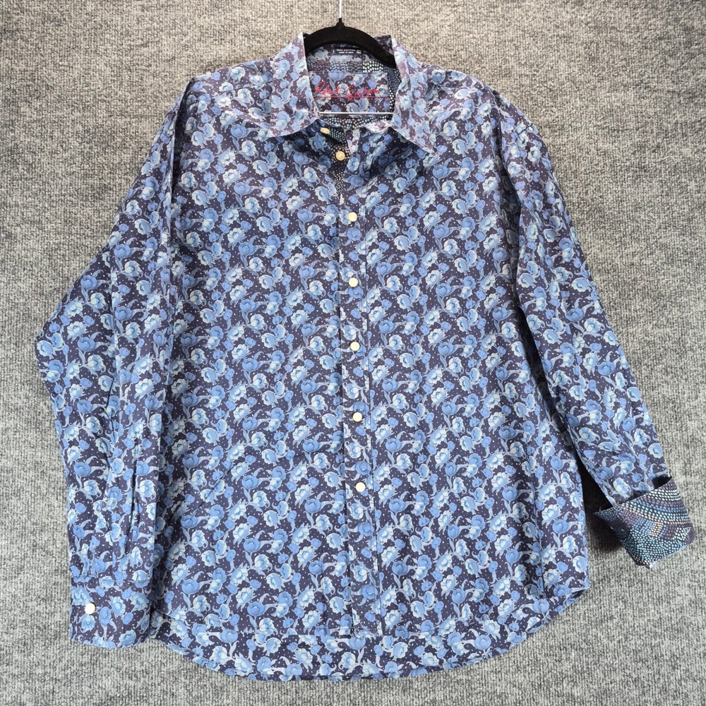 Robert Graham Button Down Floral Print 2XL Blue Mens - Picture 1 of 9